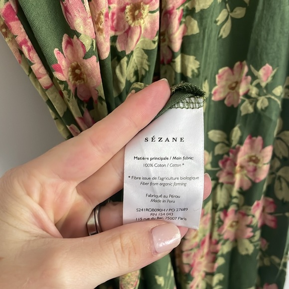 Sezane Green Floral Midi Dress - Picture 8 of 9
